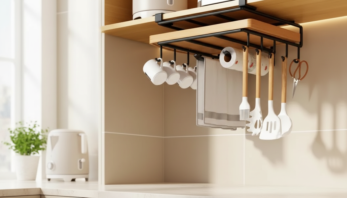 Hang a Hook Rack to Declutter Your Kitchen Fast
